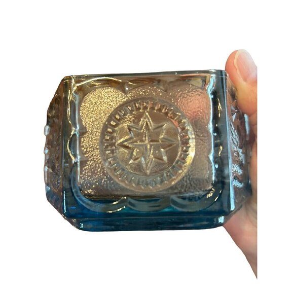 Vintage Tiara Indiana Glass Blue Candy Dish w/Lid Colonial Star & Eagle Design - Picture 5 of 7